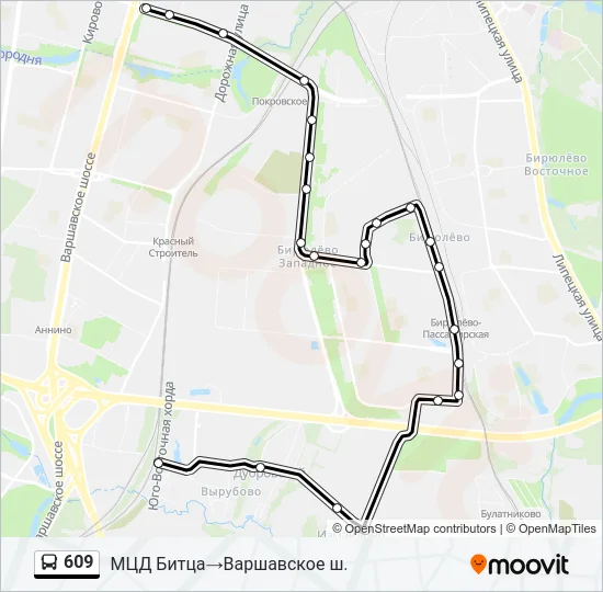Автобус 609: карта маршрута