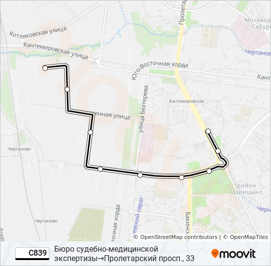 Автобус С839: карта маршрута