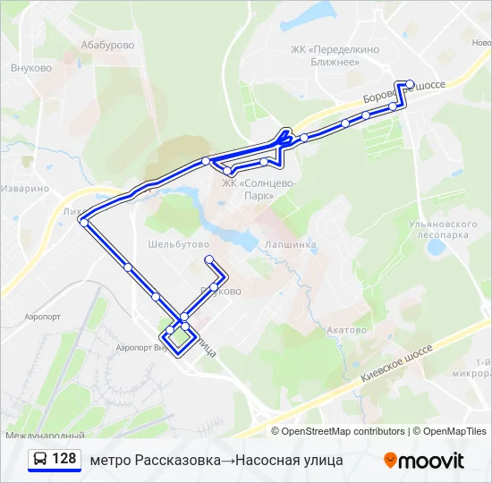 Автобус 128: карта маршрута