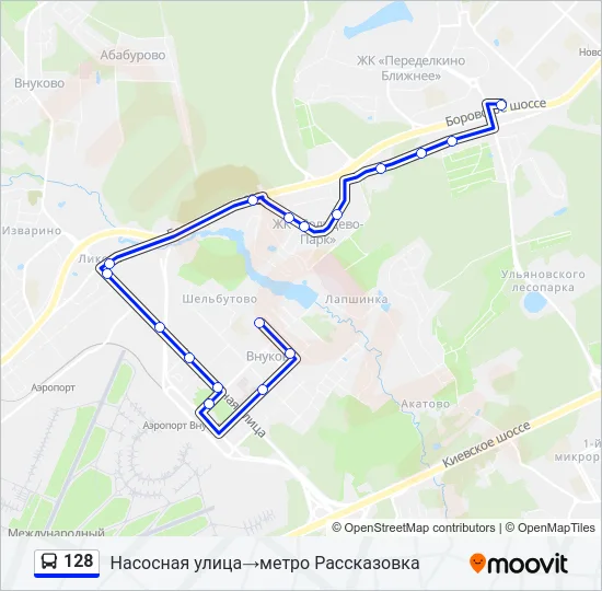 Автобус 128: карта маршрута