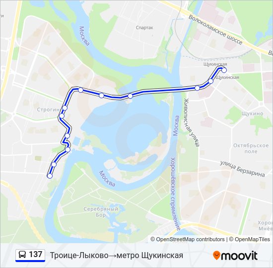 Автобус 137: карта маршрута