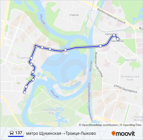 Автобус 137: карта маршрута