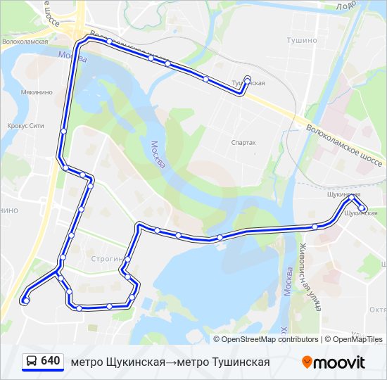 Автобус 640: карта маршрута