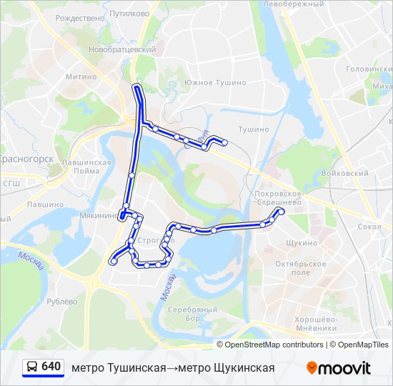 Автобус 640: карта маршрута