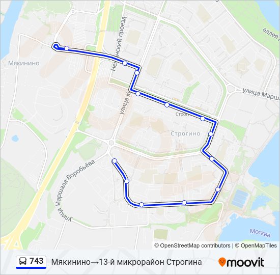 Автобус 743: карта маршрута