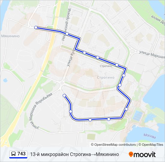 Автобус 743: карта маршрута