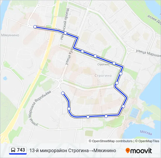 Автобус 743: карта маршрута