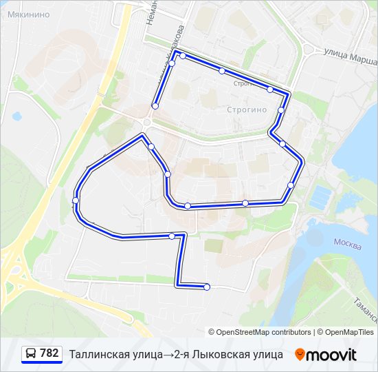 Автобус 782: карта маршрута