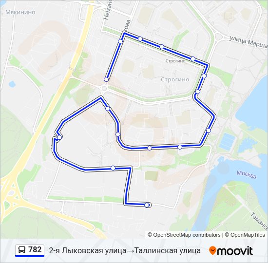 Автобус 782: карта маршрута
