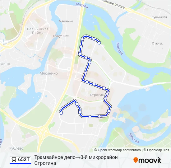 652Т Bus Line Map