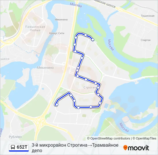652Т Bus Line Map