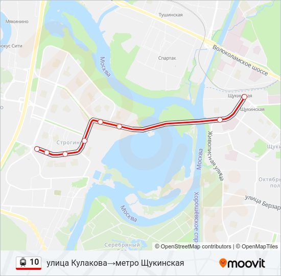 Трамвай 10: карта маршрута