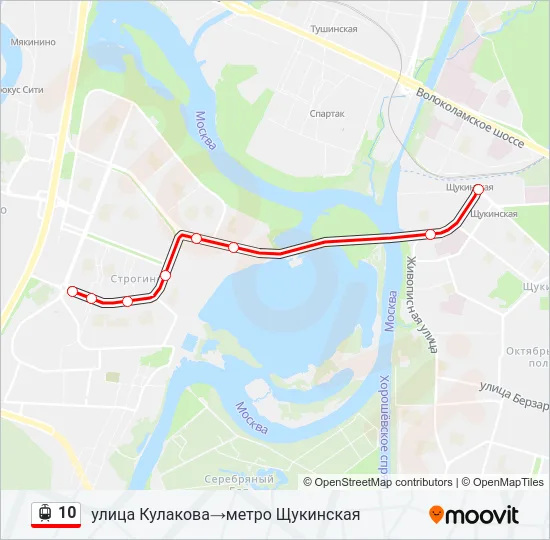 Трамвай 10: карта маршрута
