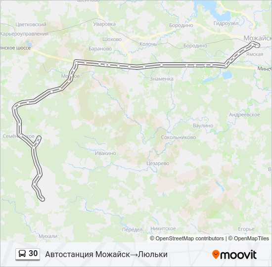 Автобус 30: карта маршрута