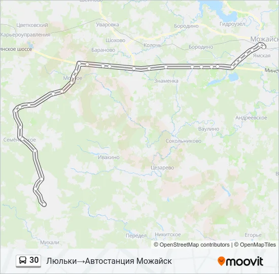 Автобус 30: карта маршрута
