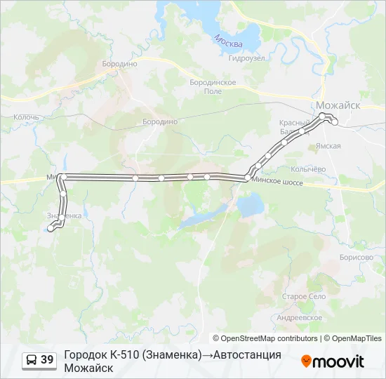 Автобус 39: карта маршрута