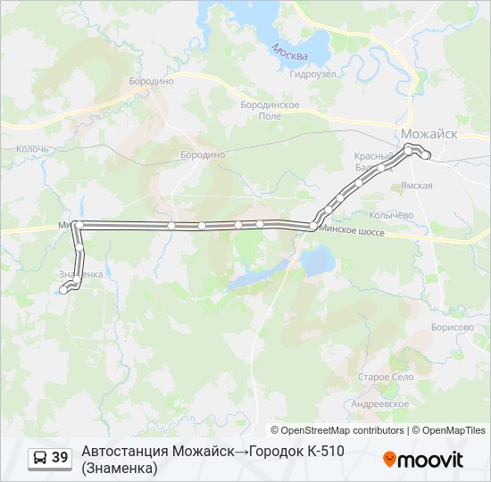 Автобус 39: карта маршрута