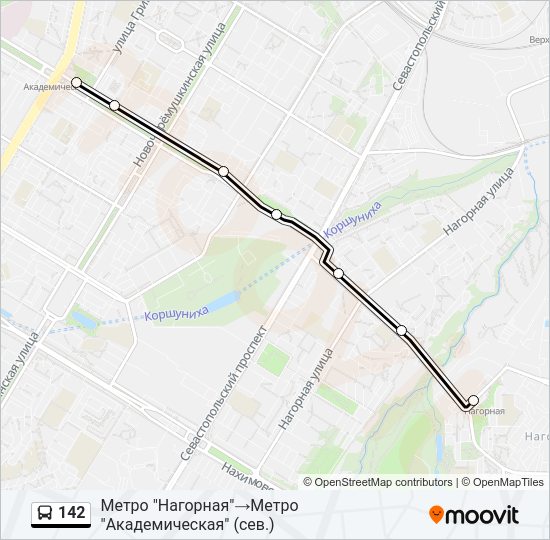 Автобус 142: карта маршрута