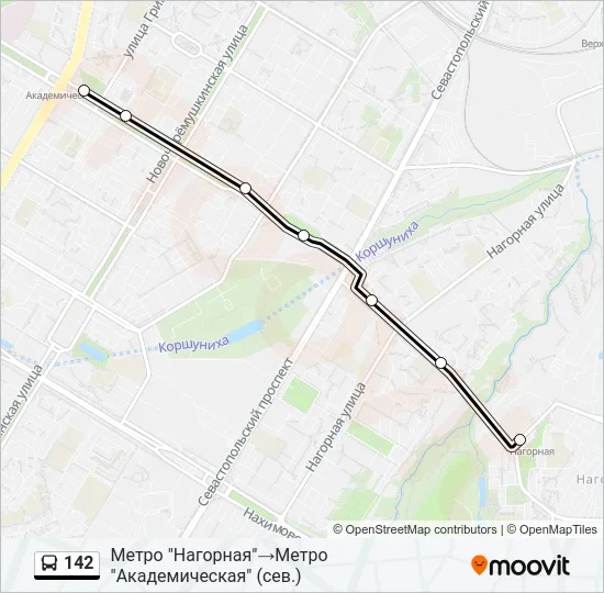 Автобус 142: карта маршрута