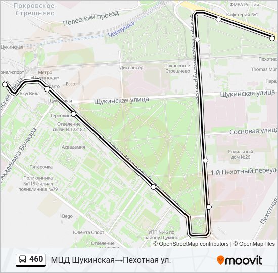 Автобус 460: карта маршрута