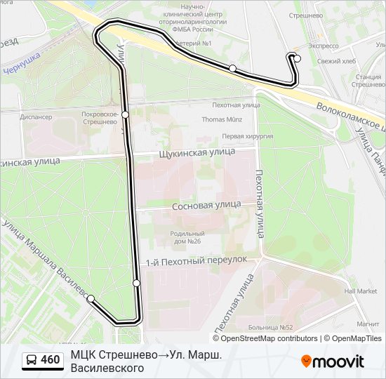 Автобус 460: карта маршрута