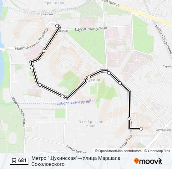 Автобус 681: карта маршрута