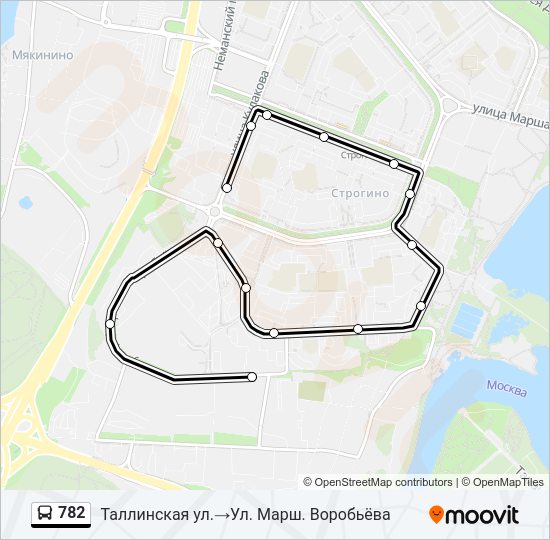 Автобус 782: карта маршрута