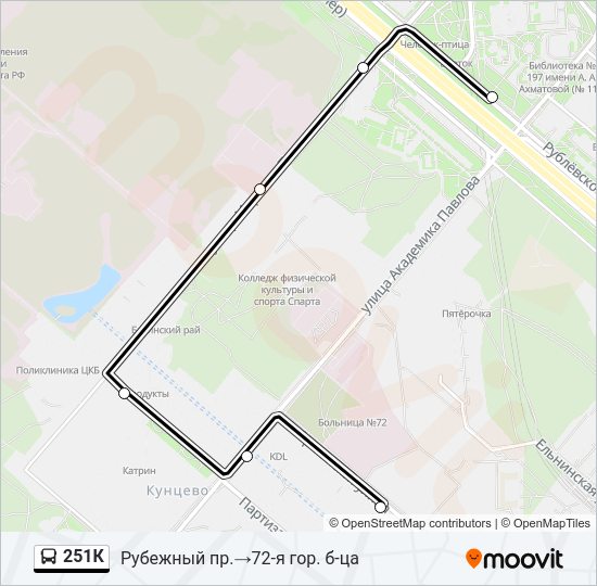 Автобус 251К: карта маршрута