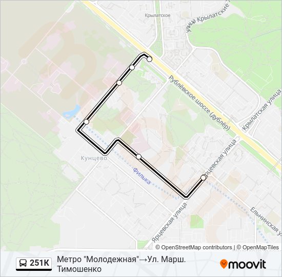 251К Bus Line Map