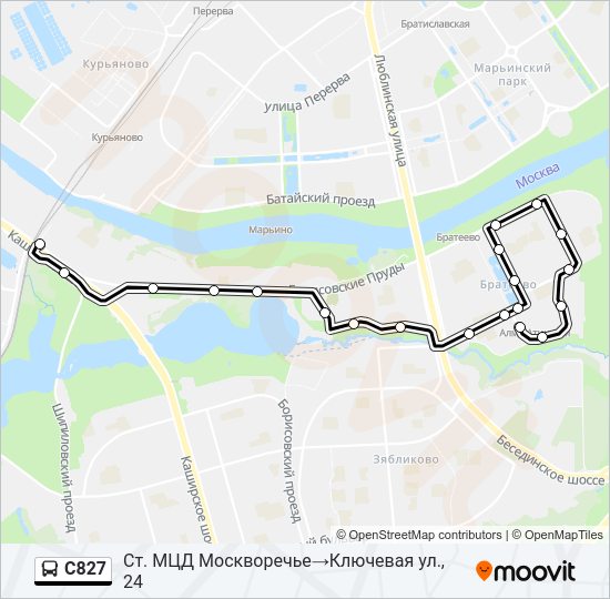 Автобус С827: карта маршрута