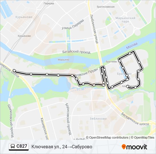 Автобус С827: карта маршрута