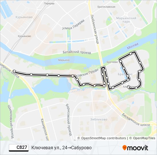 Автобус С827: карта маршрута