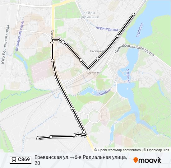 Автобус С869: карта маршрута