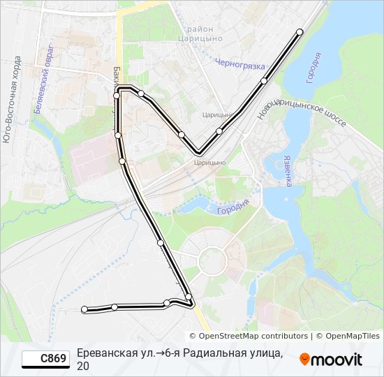 Автобус С869: карта маршрута
