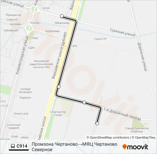 С914 Bus Line Map