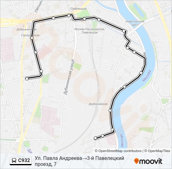 Автобус С932: карта маршрута