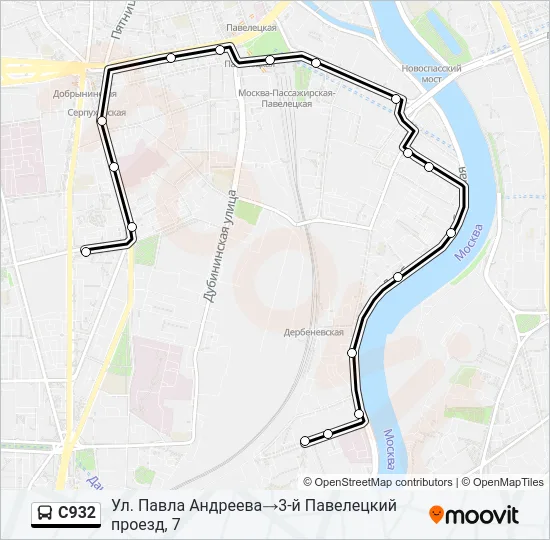 Автобус С932: карта маршрута
