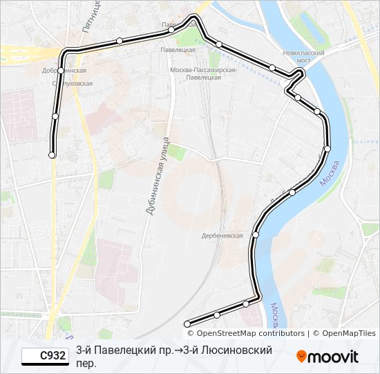 Автобус С932: карта маршрута