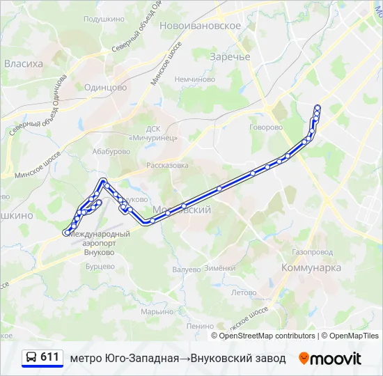 611 Bus Line Map