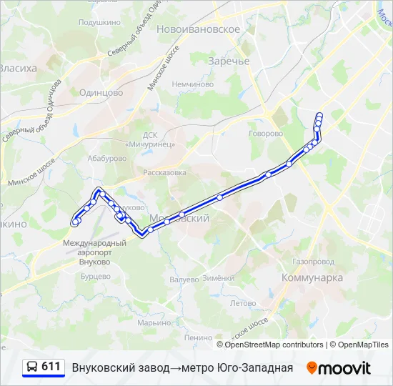 611 Bus Line Map