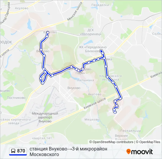 870 Bus Line Map