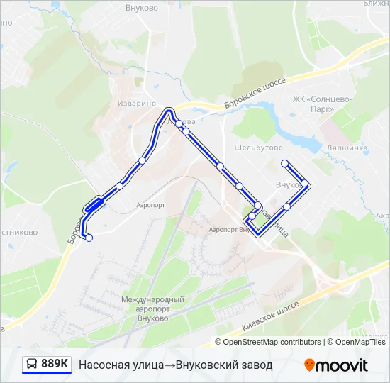Автобус 889К: карта маршрута