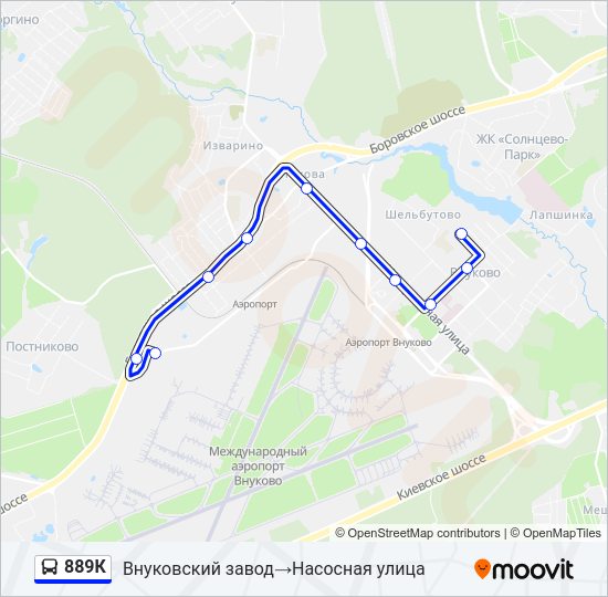 Автобус 889К: карта маршрута