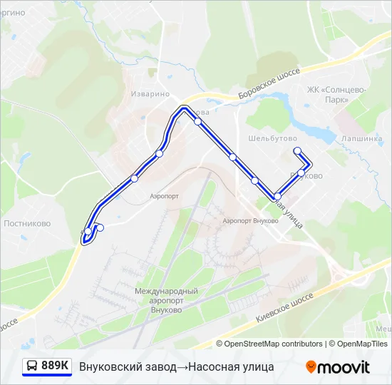 889К Bus Line Map