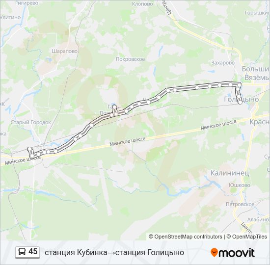 Автобус 45: карта маршрута