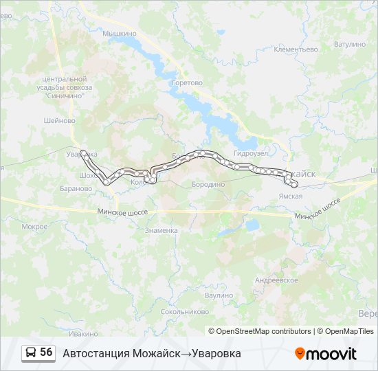 Автобус 56: карта маршрута