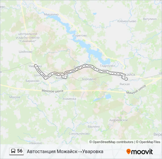 Автобус 56: карта маршрута