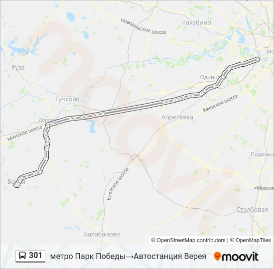 Автобус 301: карта маршрута