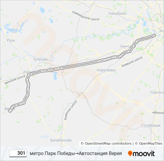 301 автобус москва верея парк победы