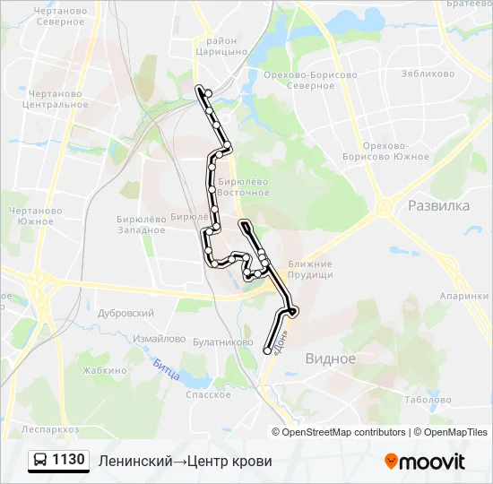 Автобус 1130: карта маршрута